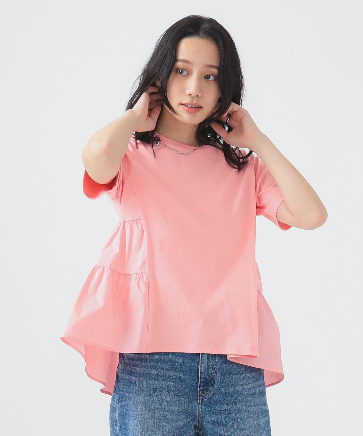 サイド ティアード プルオーバー Tシャツ・カットソー WOMEN PINK ONE SIZE サイド ティアード プルオーバー Tシャツ・カットソー WOMEN PINK ONE SIZE
