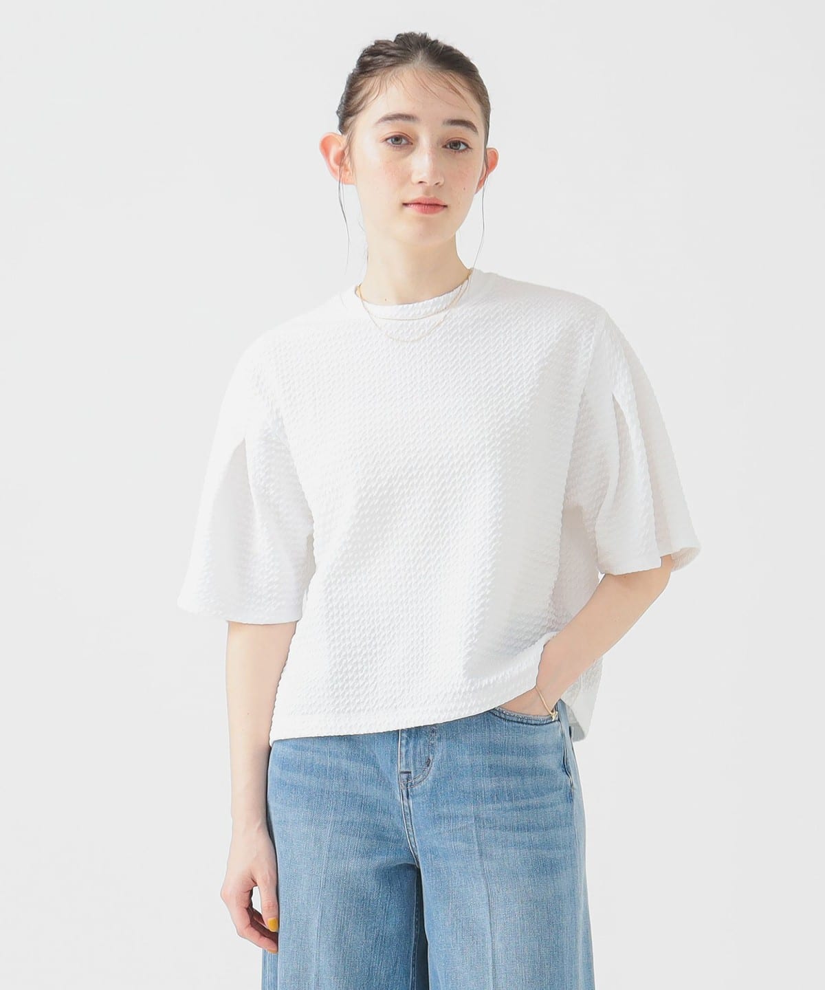 カット ジャカード プルオーバー Tシャツ・カットソー WOMEN OFF WHITE ONE SIZE カット ジャカード プルオーバー Tシャツ・カットソー WOMEN OFF WHITE ONE SIZE