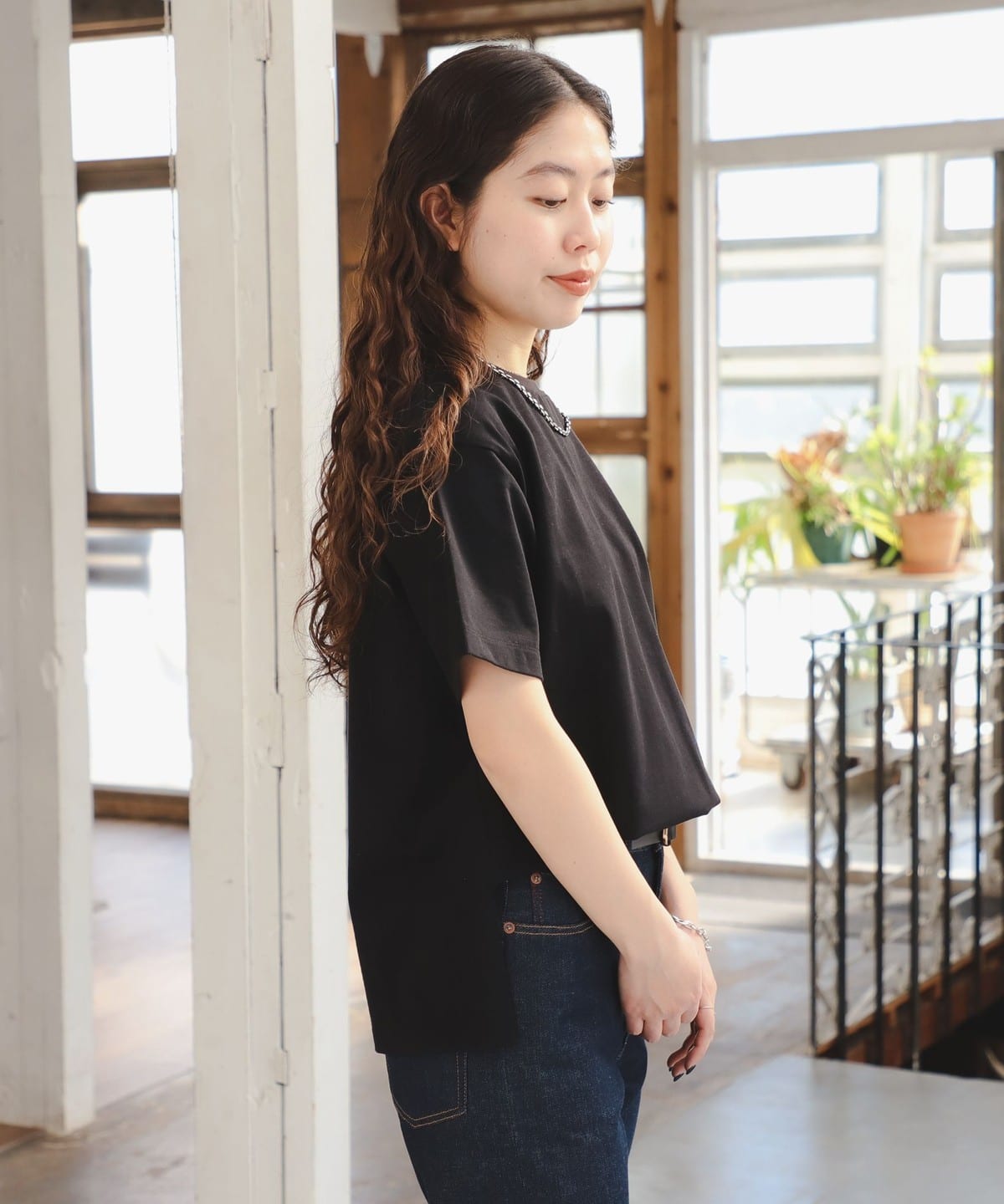 SIMPLE YET サイド スリット Tシャツ Tシャツ・カットソー WOMEN BLACK ONE SIZE SIMPLE YET サイド スリット Tシャツ Tシャツ・カットソー WOMEN BLACK ONE SIZE