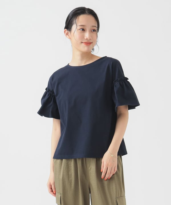 ✤タグ付き新品✤B:MING by BEAMS 紺色 袖フリル ワンピース B:MING by BEAMS（ビーミングバイビームス）の「B:MING by BEAMS