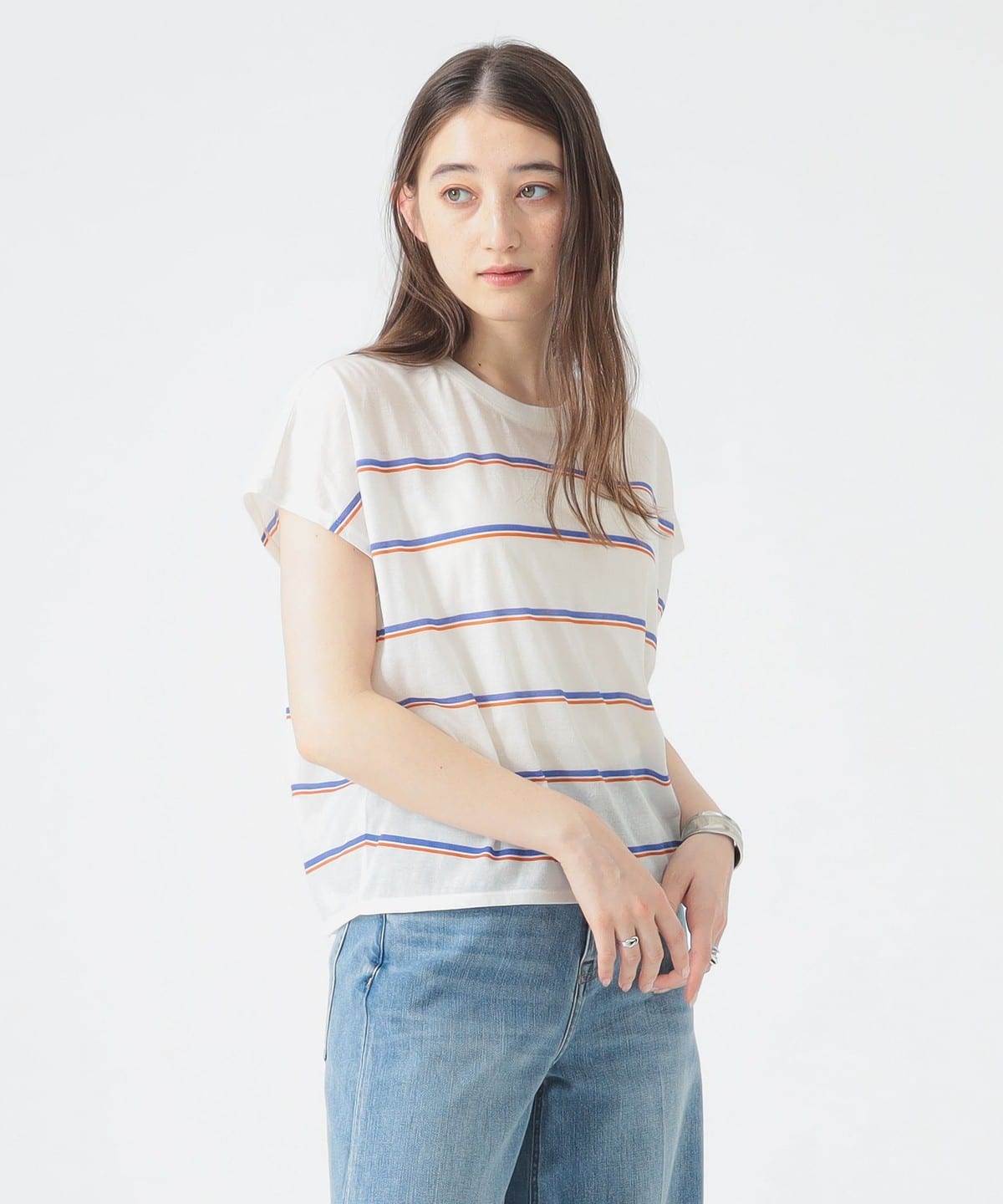 シアー ボーダー Tシャツ Tシャツ・カットソー WOMEN BLUE BORDER ONE SIZE シアー ボーダー Tシャツ Tシャツ・カットソー WOMEN BLUE BORDER ONE SIZE