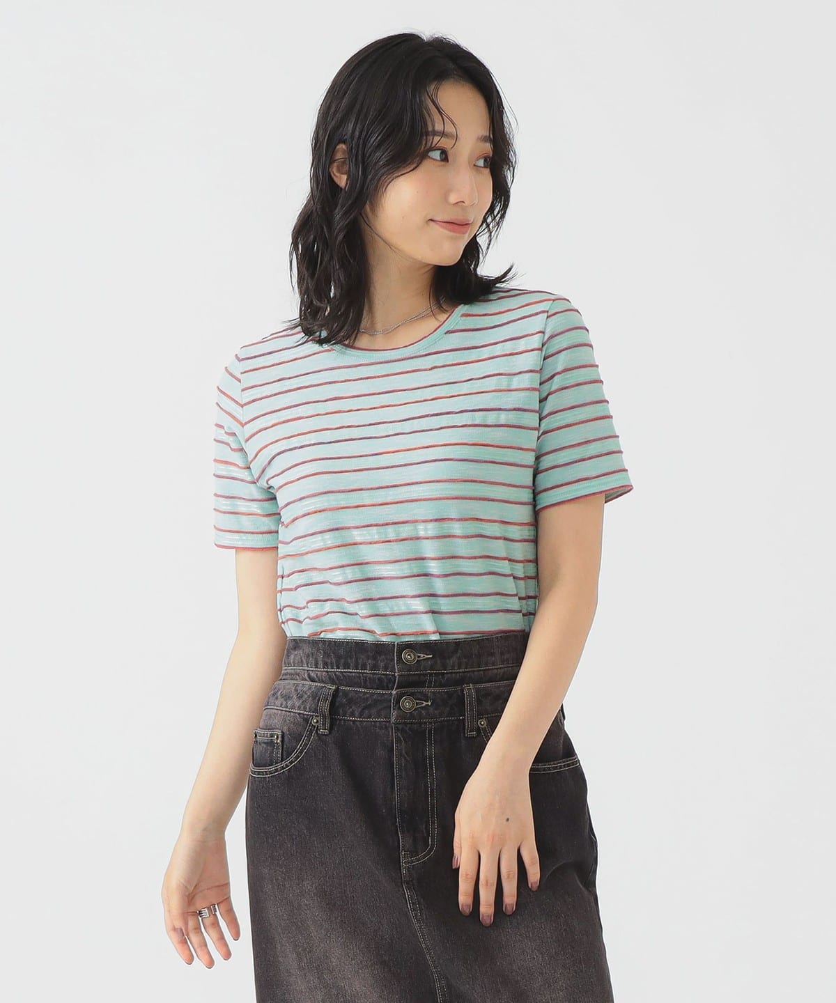 タックボーダー プルオーバー Tシャツ・カットソー WOMEN MINT ONE SIZE タックボーダー プルオーバー Tシャツ・カットソー WOMEN MINT ONE SIZE