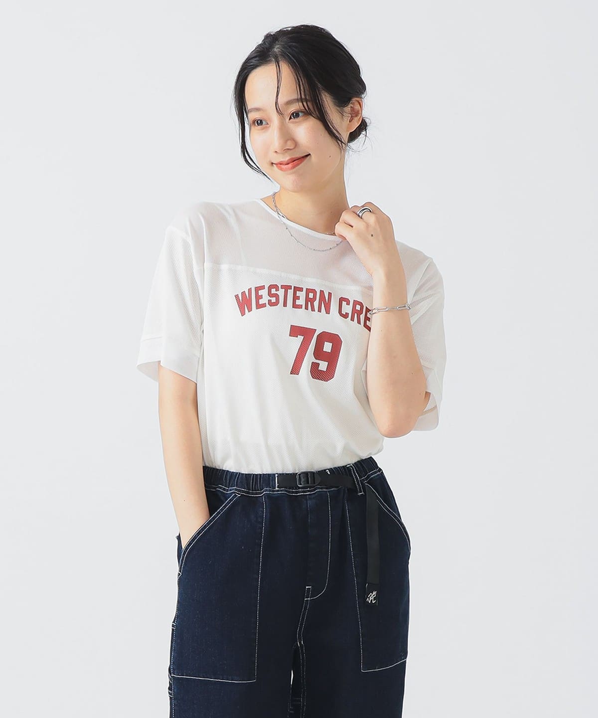 メッシュ ナンバー Tシャツ Tシャツ・カットソー WOMEN WHITE ONE SIZE メッシュ ナンバー Tシャツ Tシャツ・カットソー WOMEN WHITE ONE SIZE