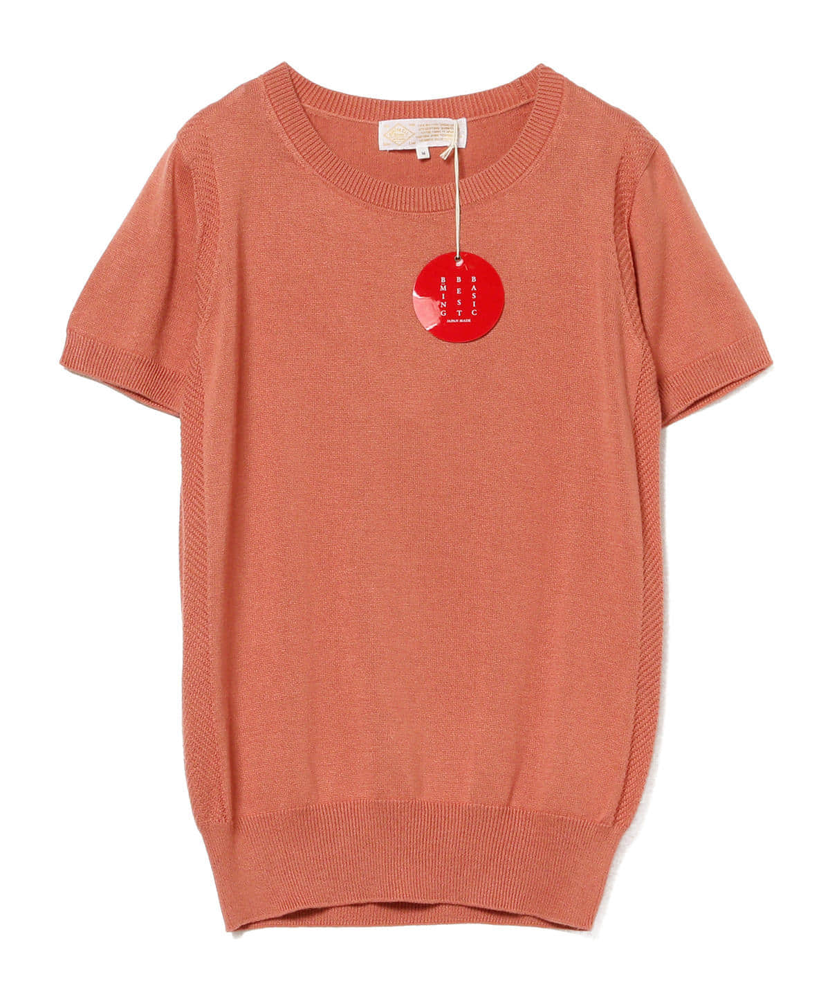 "BBB" ハイゲージ クルーネック 半袖Tシャツ トップス WOMEN ORANGE. PK S "BBB" ハイゲージ クルーネック 半袖Tシャツ トップス WOMEN ORANGE. PK S