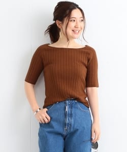 B:MING by BEAMS / リブボートネック5分袖ニット