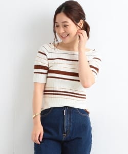 B:MING by BEAMS / リブボートネック5分袖ニット