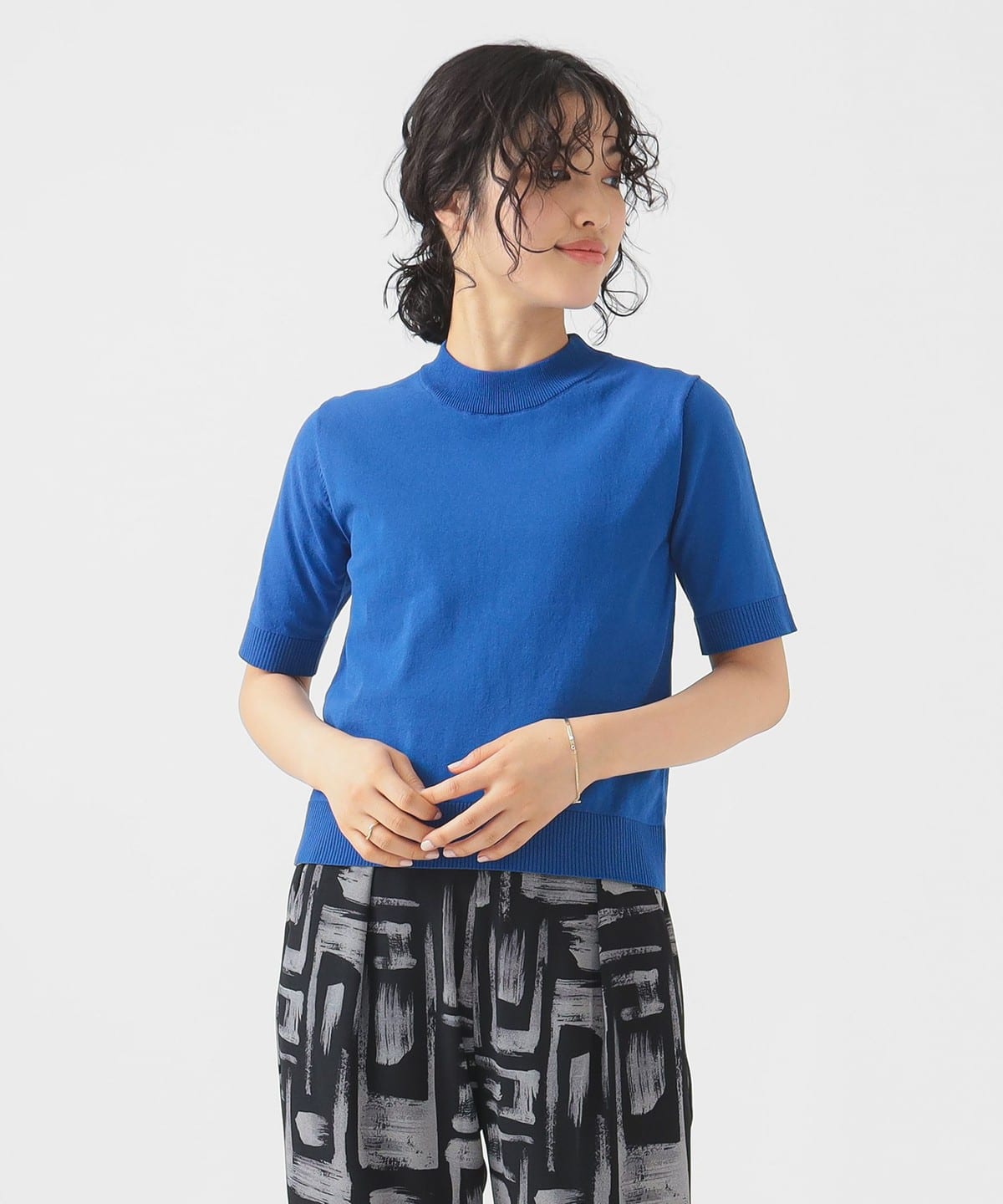 【6/25新規値下げ】ウォッシャブル モックネック ニット トップス WOMEN BLUE ONE SIZE 【6/25新規値下げ】ウォッシャブル モックネック ニット トップス WOMEN BLUE ONE SIZE