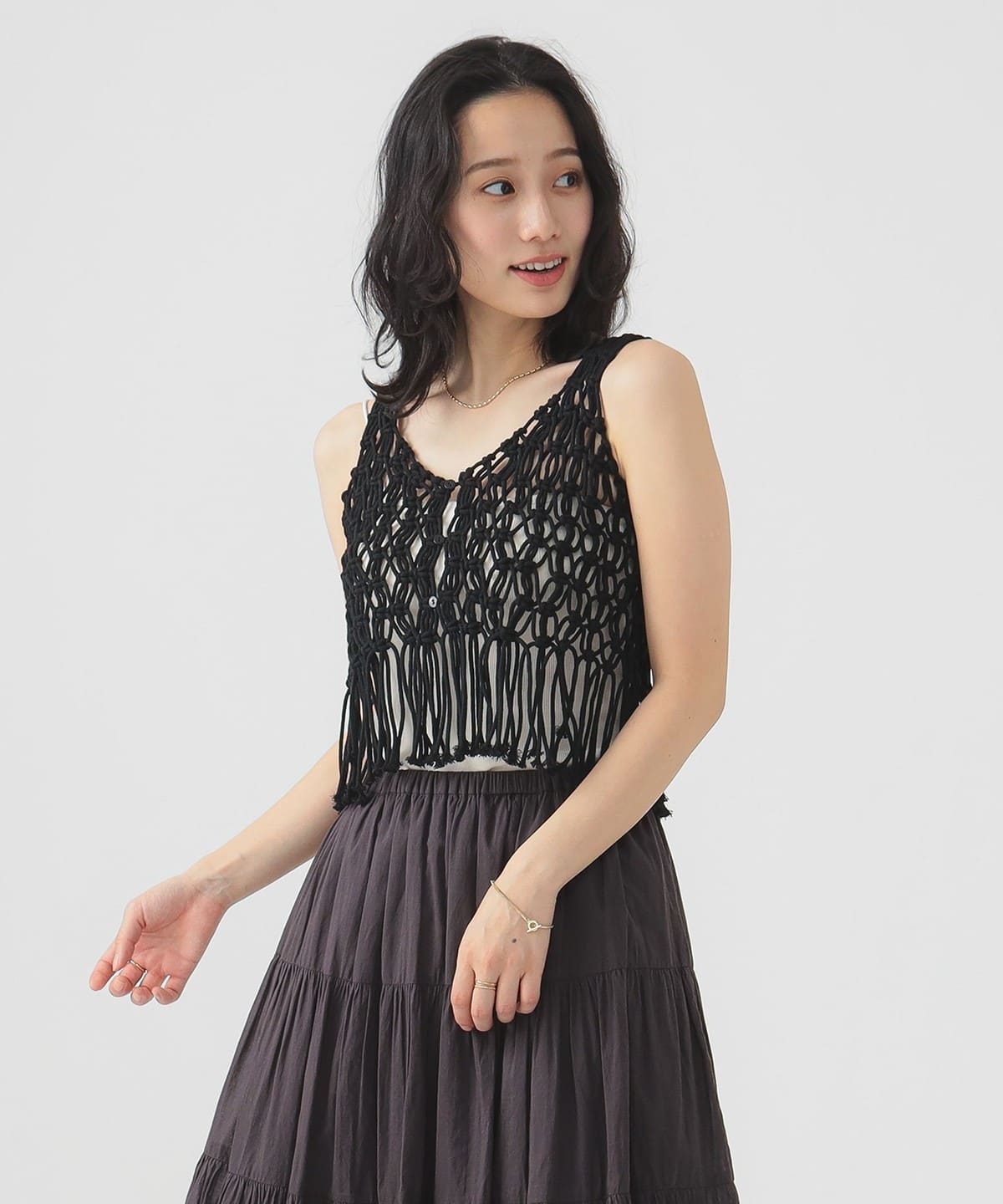2WAY マクラメ ビスチェ トップス WOMEN BLACK ONE SIZE 2WAY マクラメ ビスチェ トップス WOMEN BLACK ONE SIZE