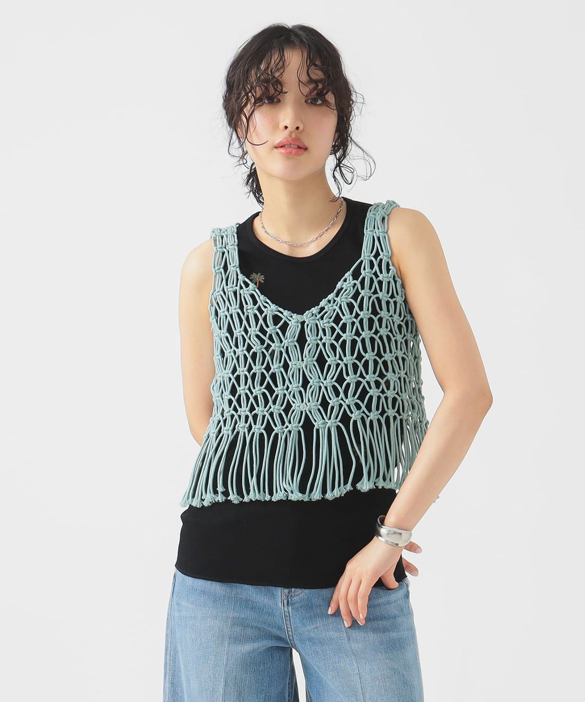 2WAY マクラメ ビスチェ トップス WOMEN STONE BLUE ONE SIZE 2WAY マクラメ ビスチェ トップス WOMEN STONE BLUE ONE SIZE