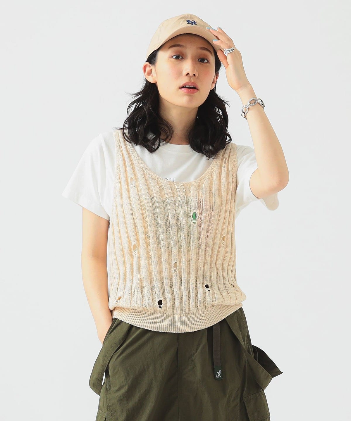 クラッシュ ニット ベスト トップス WOMEN OFF WHITE ONE SIZE クラッシュ ニット ベスト トップス WOMEN OFF WHITE ONE SIZE