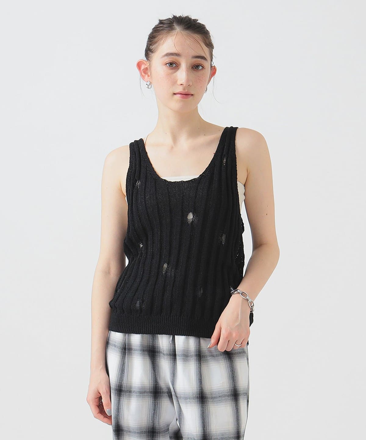 クラッシュ ニット ベスト トップス WOMEN BLACK ONE SIZE クラッシュ ニット ベスト トップス WOMEN BLACK ONE SIZE
