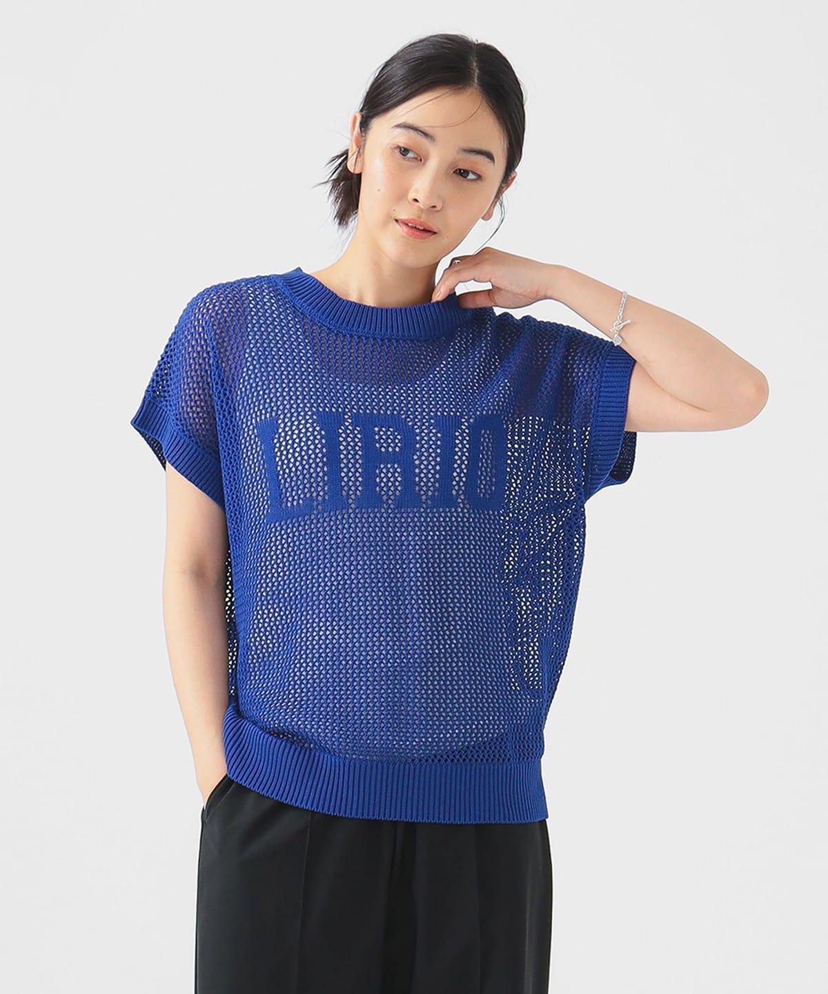 ロゴニット × タンクトップ セット トップス WOMEN BLUE*OFF WHITE ONE SIZE