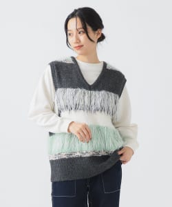 フリンジ ニット ベスト