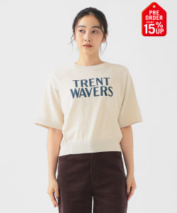 【+15%ポイントUP】半袖 ロゴプリント ニット Tシャツ
