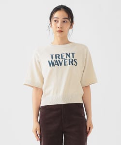 【+15%ポイントUP】半袖 ロゴプリント ニット Tシャツ