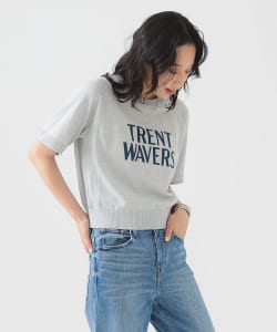 【+15%ポイントUP】半袖 ロゴプリント ニット Tシャツ
