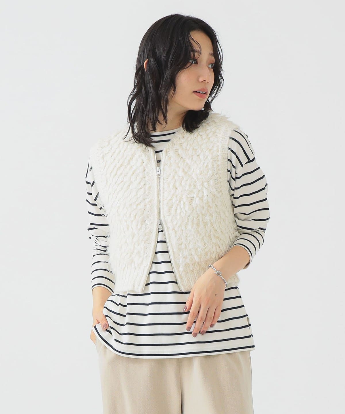 ループ ニットベスト トップス WOMEN IVORY ONE SIZE ループ ニットベスト トップス WOMEN IVORY ONE SIZE