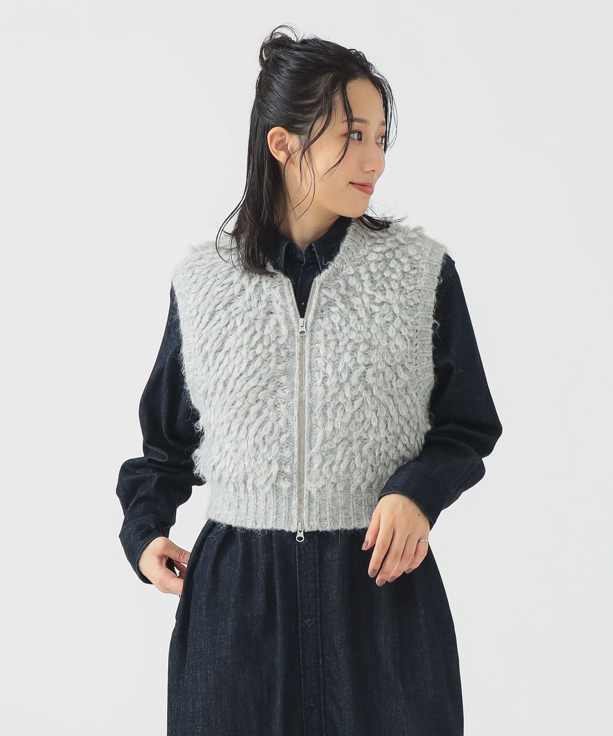 ループ ニットベスト トップス WOMEN LIGHT. GREY ONE SIZE ループ ニットベスト トップス WOMEN LIGHT. GREY ONE SIZE