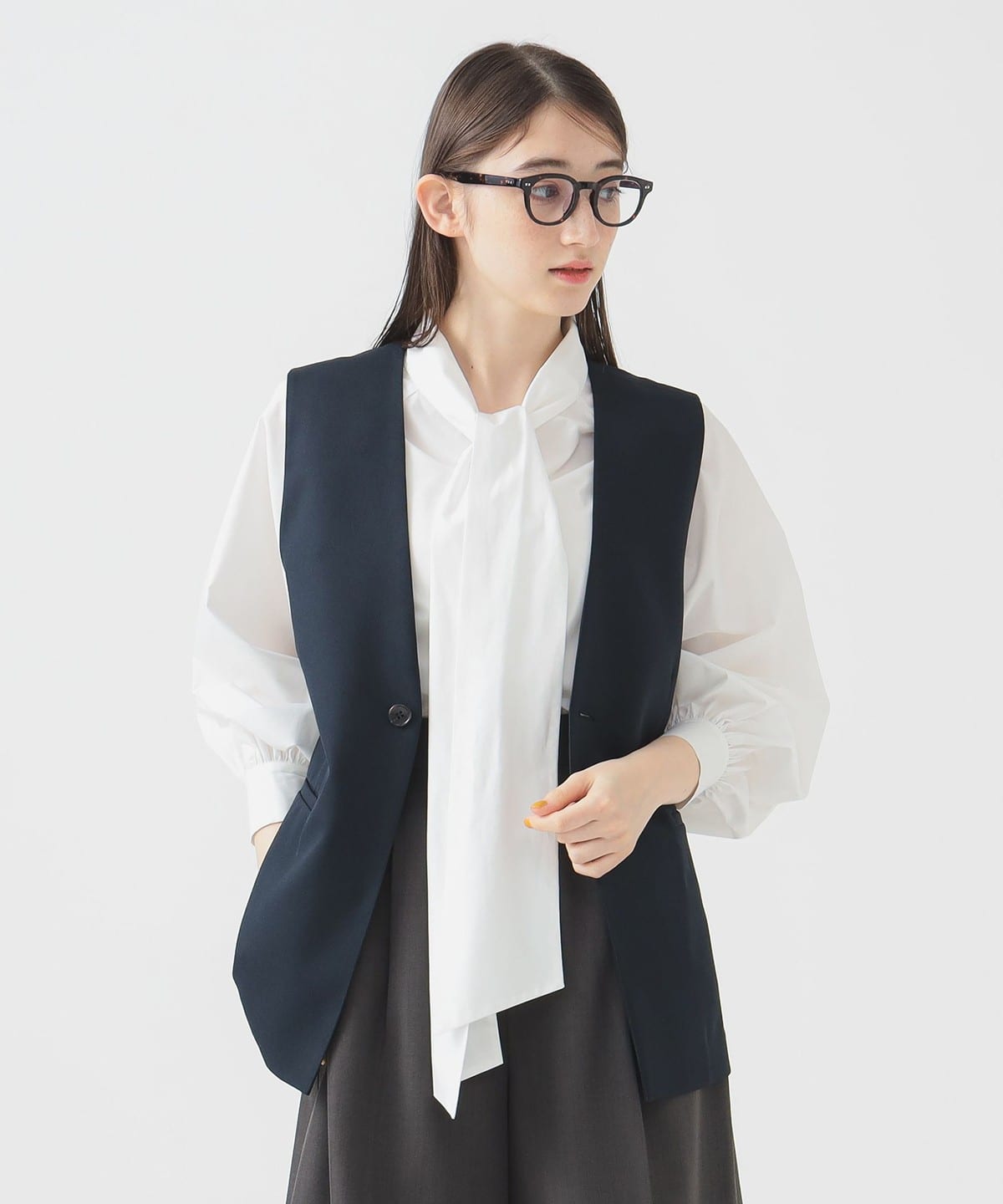 ノーカラージレ(S M) トップス WOMEN NAVY M ノーカラージレ(S M) トップス WOMEN NAVY M
