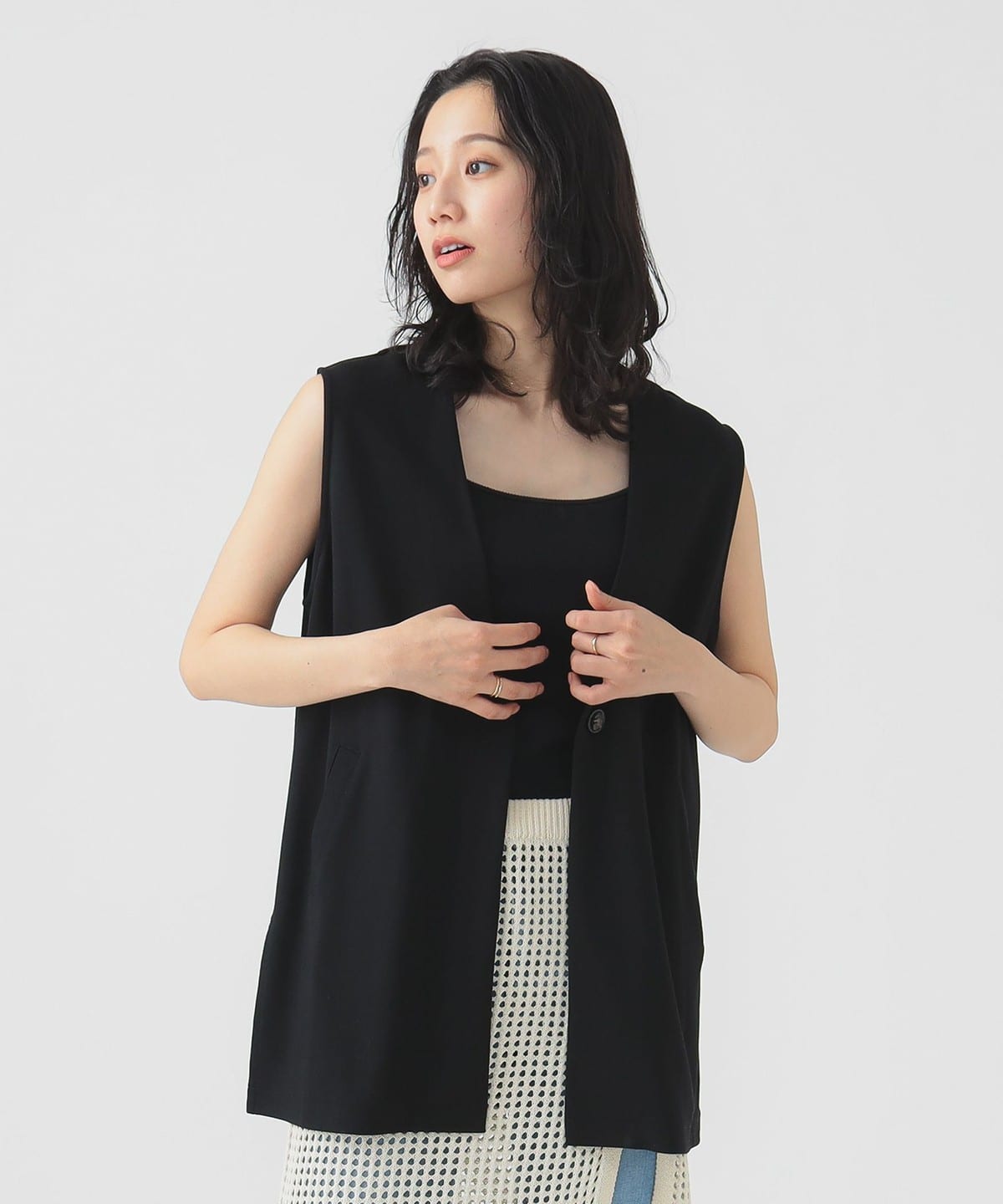 スムース カット ジレ(S M) トップス WOMEN BLACK S スムース カット ジレ(S M) トップス WOMEN BLACK S