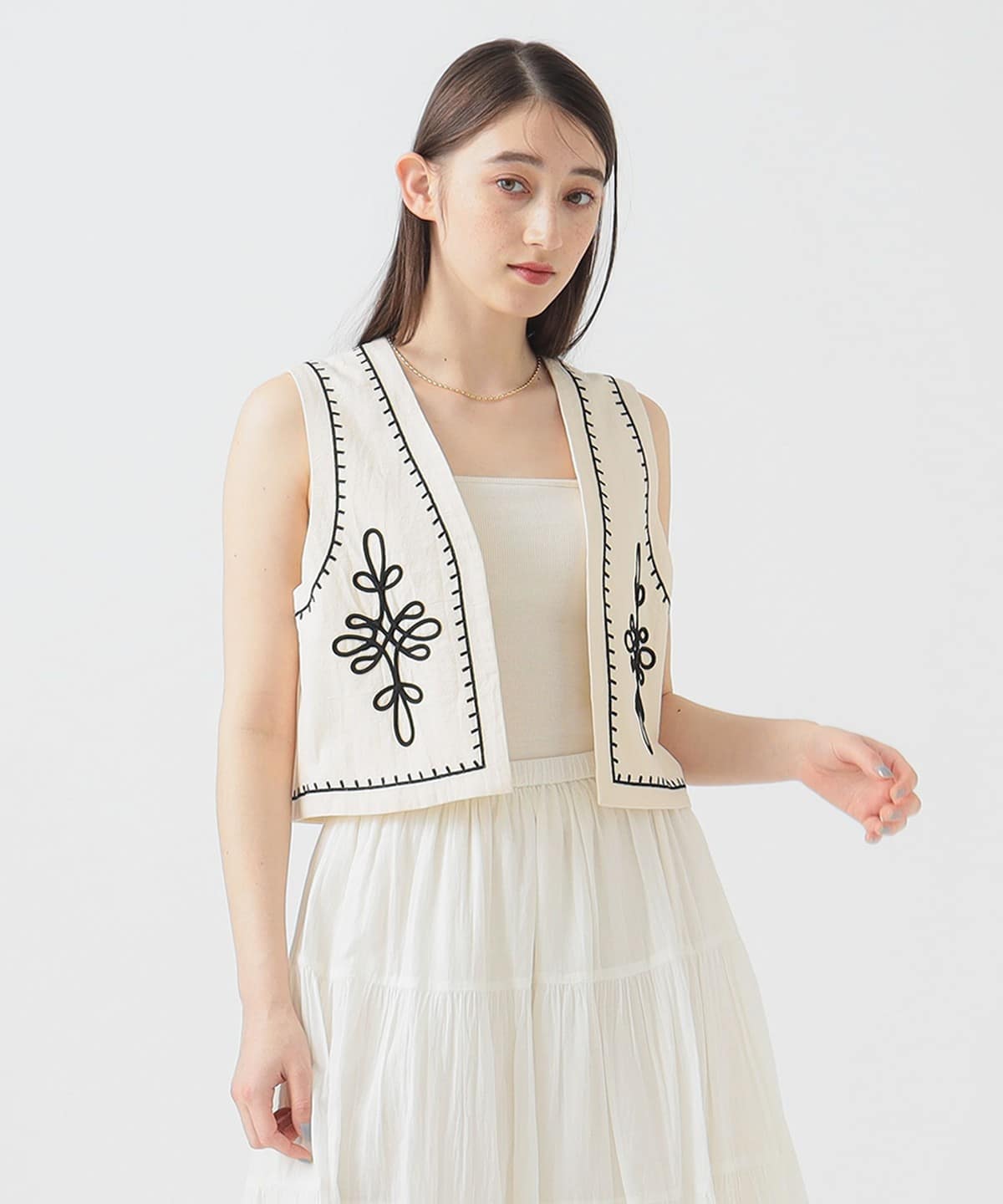 コード 刺繍 ベスト トップス WOMEN IVORY ONE SIZE コード 刺繍 ベスト トップス WOMEN IVORY ONE SIZE