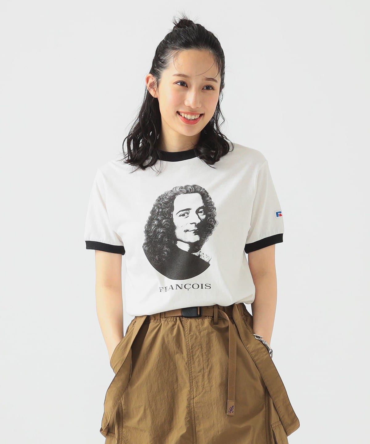RUSSELL ATHLETIC ラッセルアスレチック / クラシック リンガー Tシャツ Tシャツ・カットソー WOMEN OFF WHITE×BLACK XS RUSSELL ATHLETIC ラッセルアスレチック / クラシック リンガー Tシャツ Tシャツ・カットソー WOMEN OFF WHITE×BLACK XS