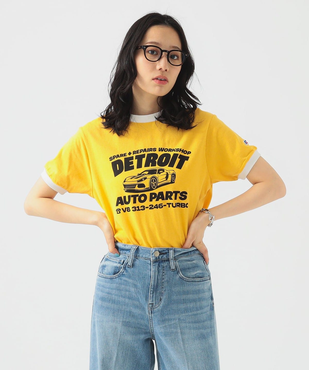 RUSSELL ATHLETIC ラッセルアスレチック / クラシック リンガー Tシャツ Tシャツ・カットソー WOMEN V. YELLOW×OFF WHITE XS RUSSELL ATHLETIC ラッセルアスレチック / クラシック リンガー Tシャツ Tシャツ・カットソー WOMEN V. YELLOW×OFF WHITE XS