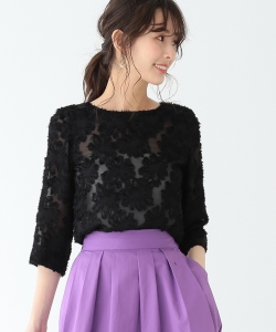 B:MING by BEAMS / レースジャカード 7分袖ブラウス 19SS-P