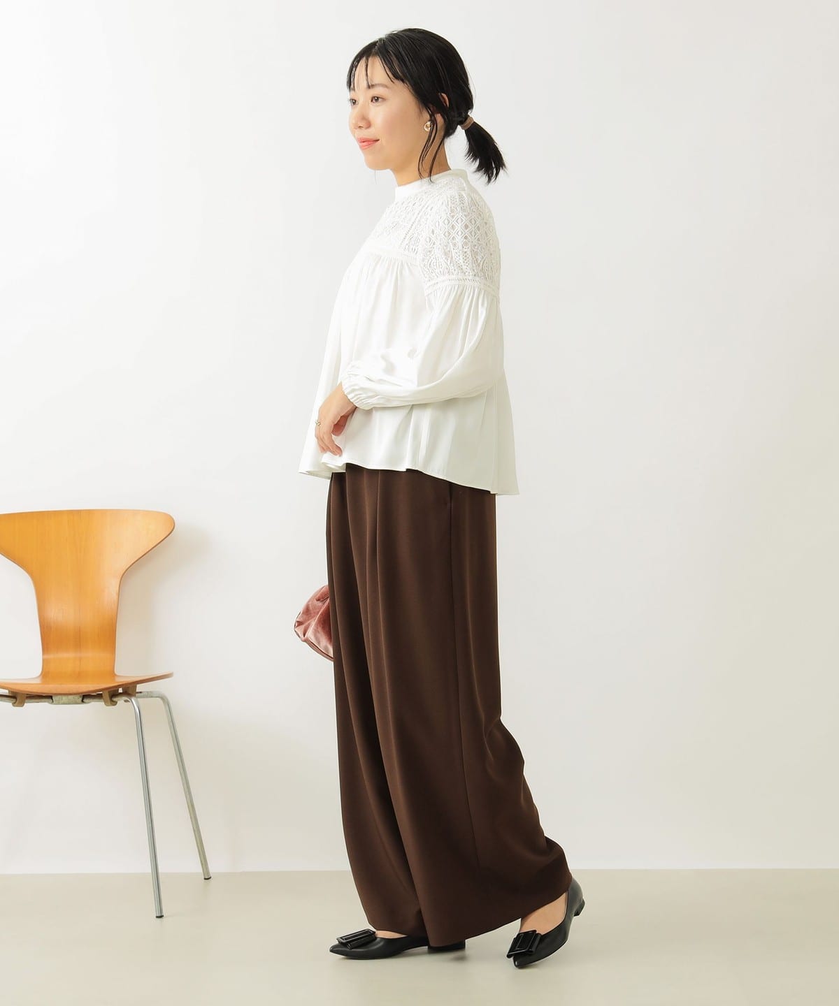 ビームス　シャツブラウス　レースカットシャツ B:MING by BEAMS（ビーミング by ビームス）【洗える】ネック