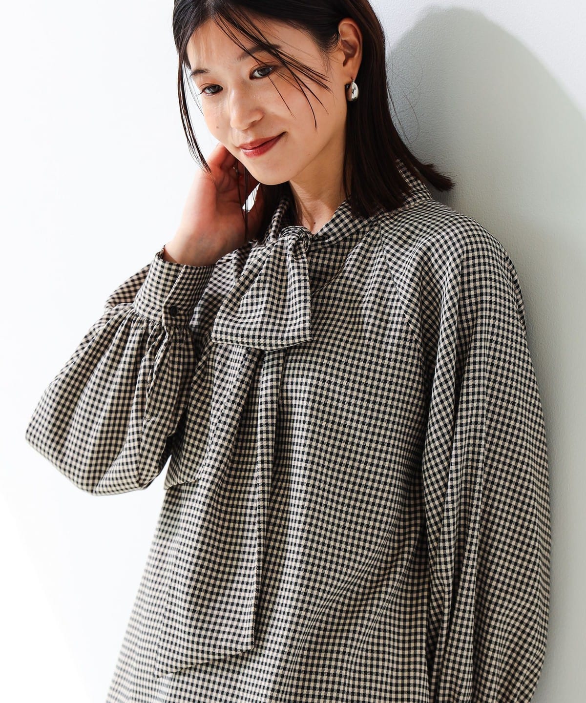 チェック ボウタイ ブラウス(S M) シャツ・ブラウス WOMEN GINGHAM CHECK S チェック ボウタイ ブラウス(S M) シャツ・ブラウス WOMEN GINGHAM CHECK S