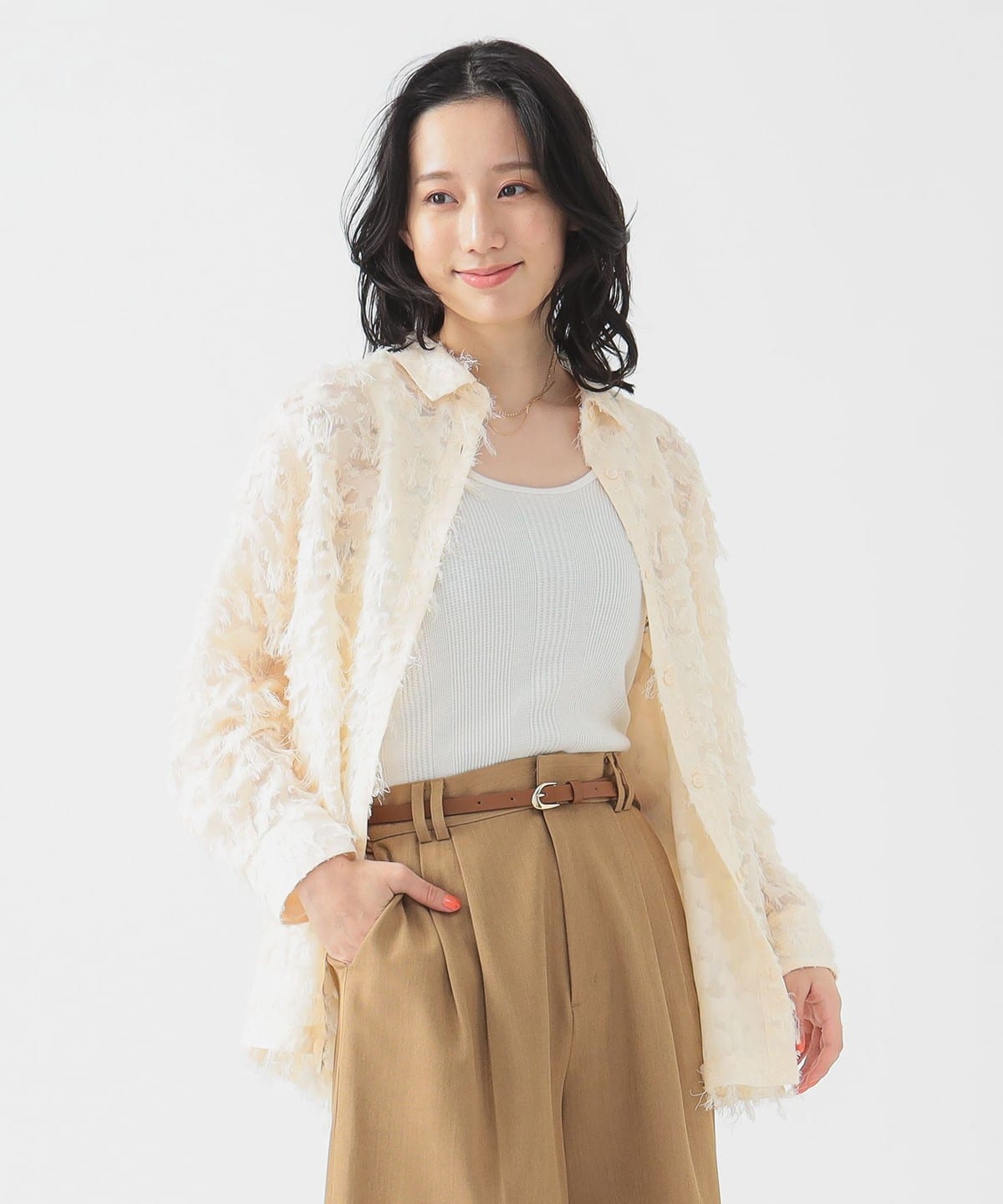フリンジ ジャカード シャツ(S M) シャツ・ブラウス WOMEN IVORY M フリンジ ジャカード シャツ(S M) シャツ・ブラウス WOMEN IVORY M