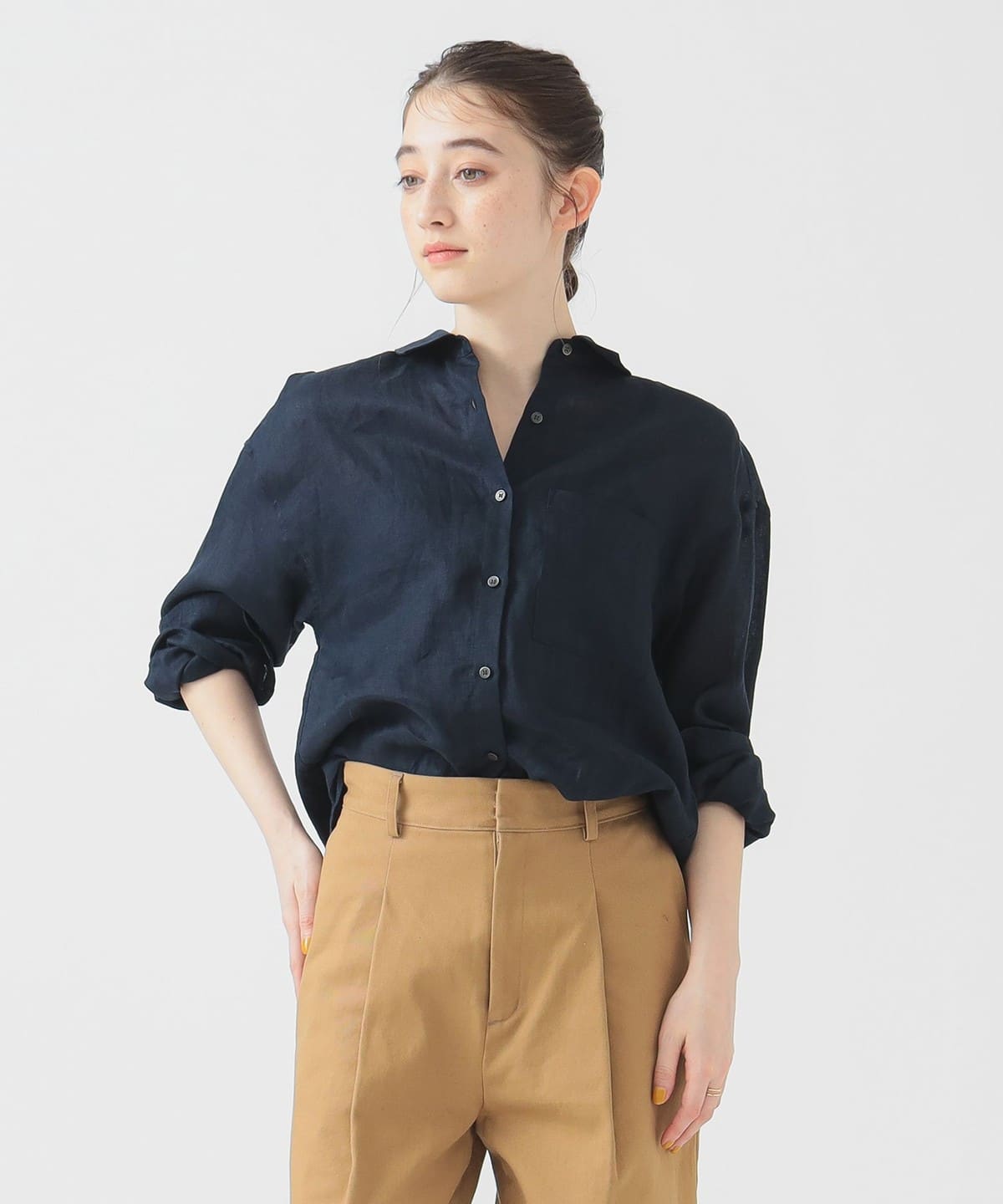 ルランゼフィール リネン シャツ(S M) シャツ・ブラウス WOMEN NAVY S ルランゼフィール リネン シャツ(S M) シャツ・ブラウス WOMEN NAVY S