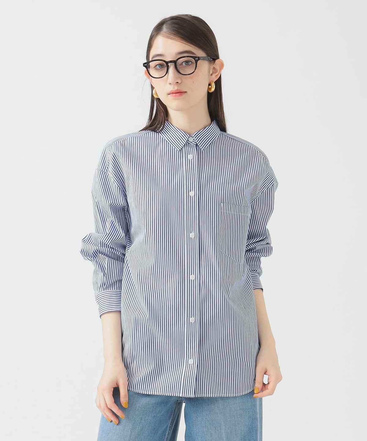 バックギャザー シャツ シャツ・ブラウス WOMEN NAVY STRIPE ONE SIZE バックギャザー シャツ シャツ・ブラウス WOMEN NAVY STRIPE ONE SIZE