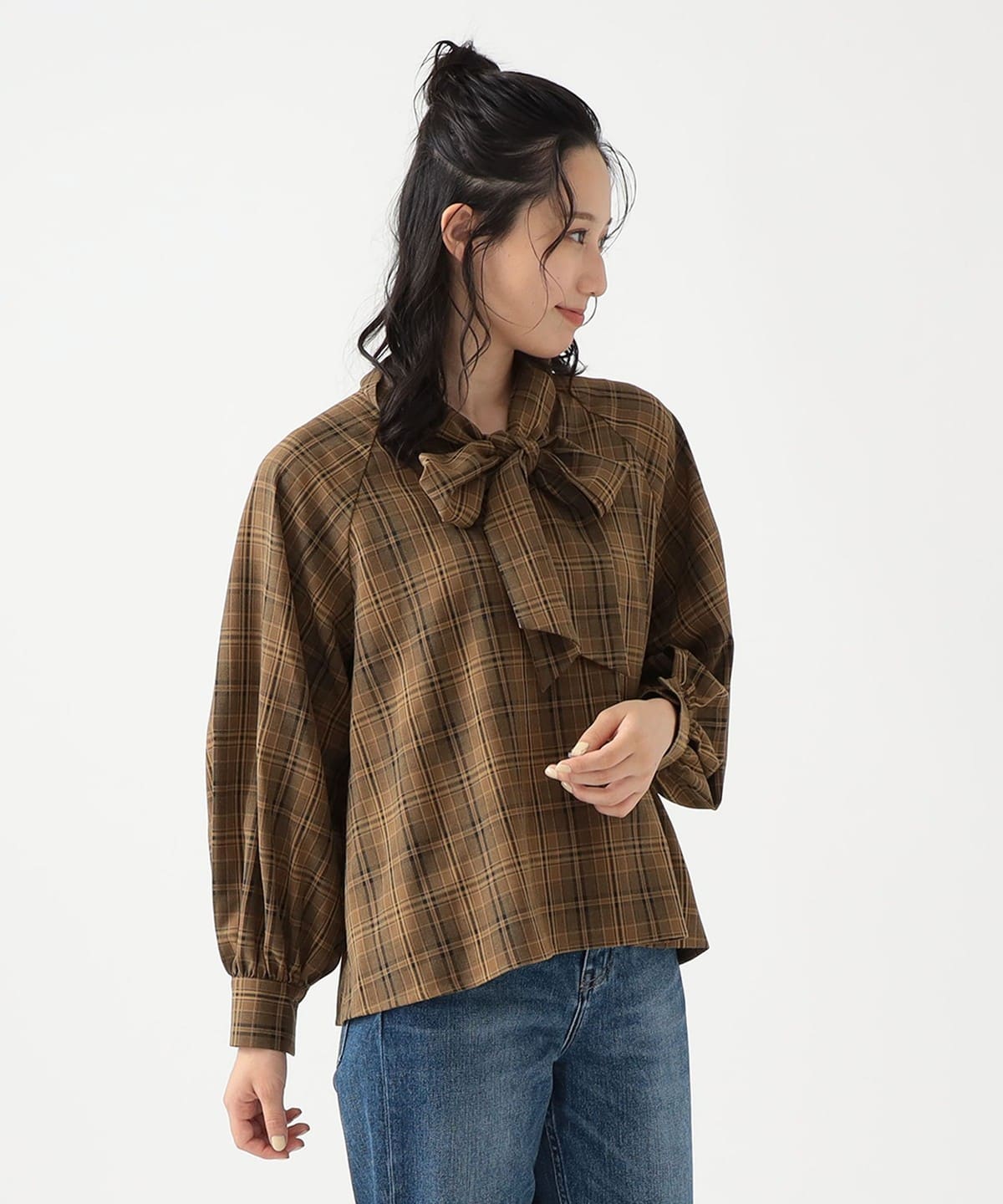 ボウタイ ブラウス(S M) シャツ・ブラウス WOMEN TARTAN CHECK S ボウタイ ブラウス(S M) シャツ・ブラウス WOMEN TARTAN CHECK S