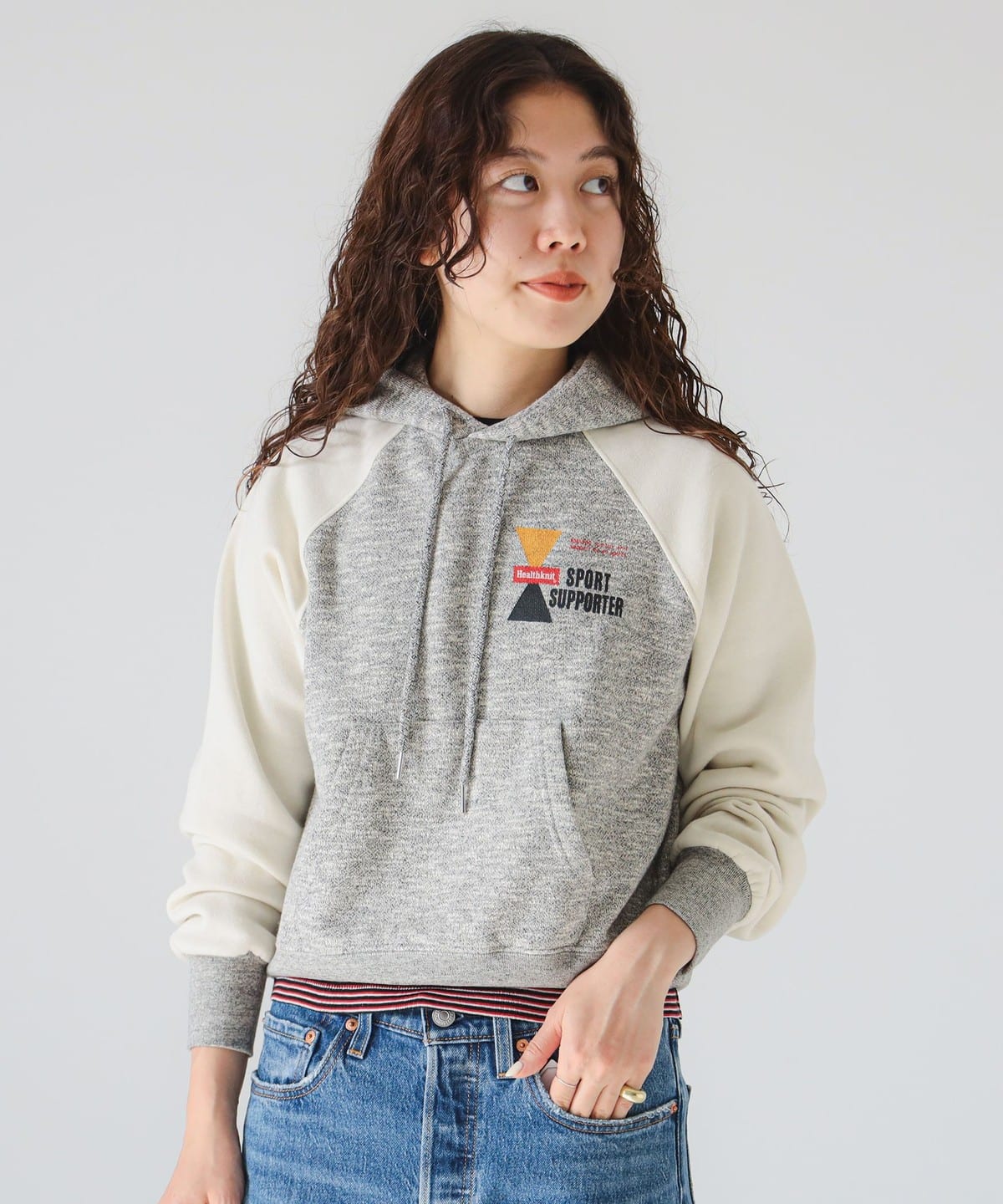 【別注】Healthknit ヘルスニット / フーディー スウェット トップス WOMEN HEATHER GRAY/IVORY ONE SIZE 【別注】Healthknit ヘルスニット / フーディー スウェット トップス WOMEN HEATHER GRAY/IVORY ONE SIZE