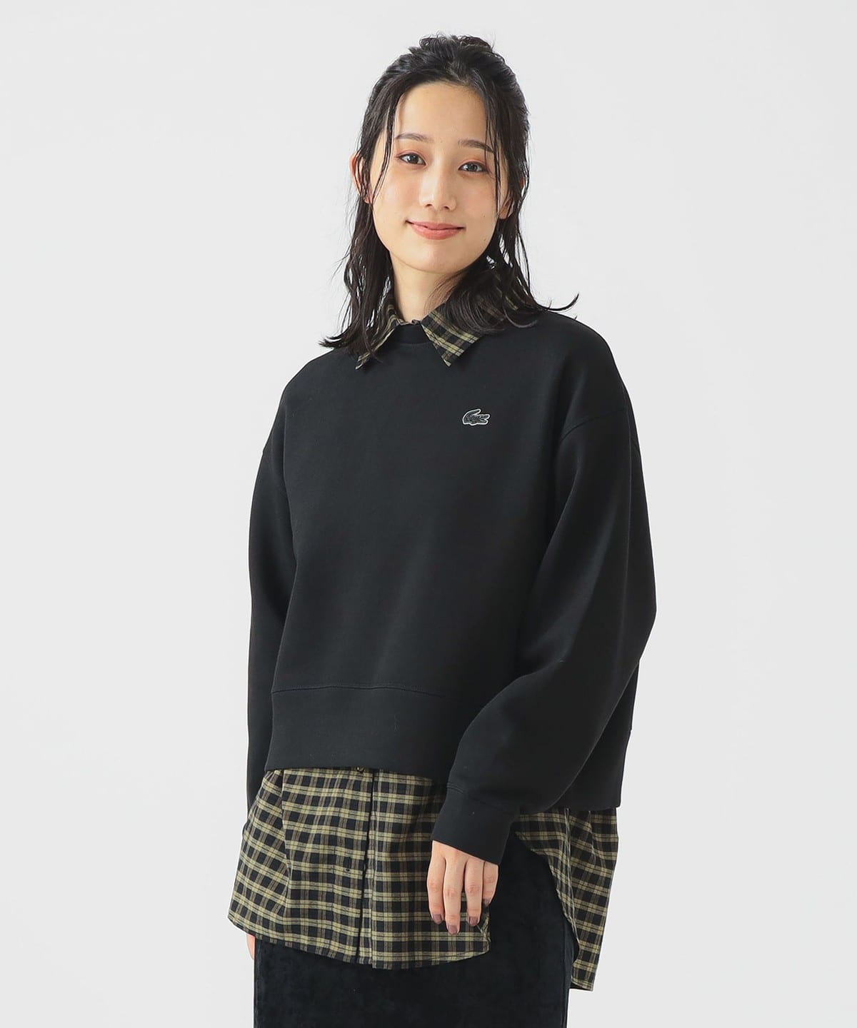 beams Lacoste ブラック スウェット トレーナー　フリーサイズ（36 BEAMS（ビームス）【別注】LACOSTE / ロゴ スウェット（トップス