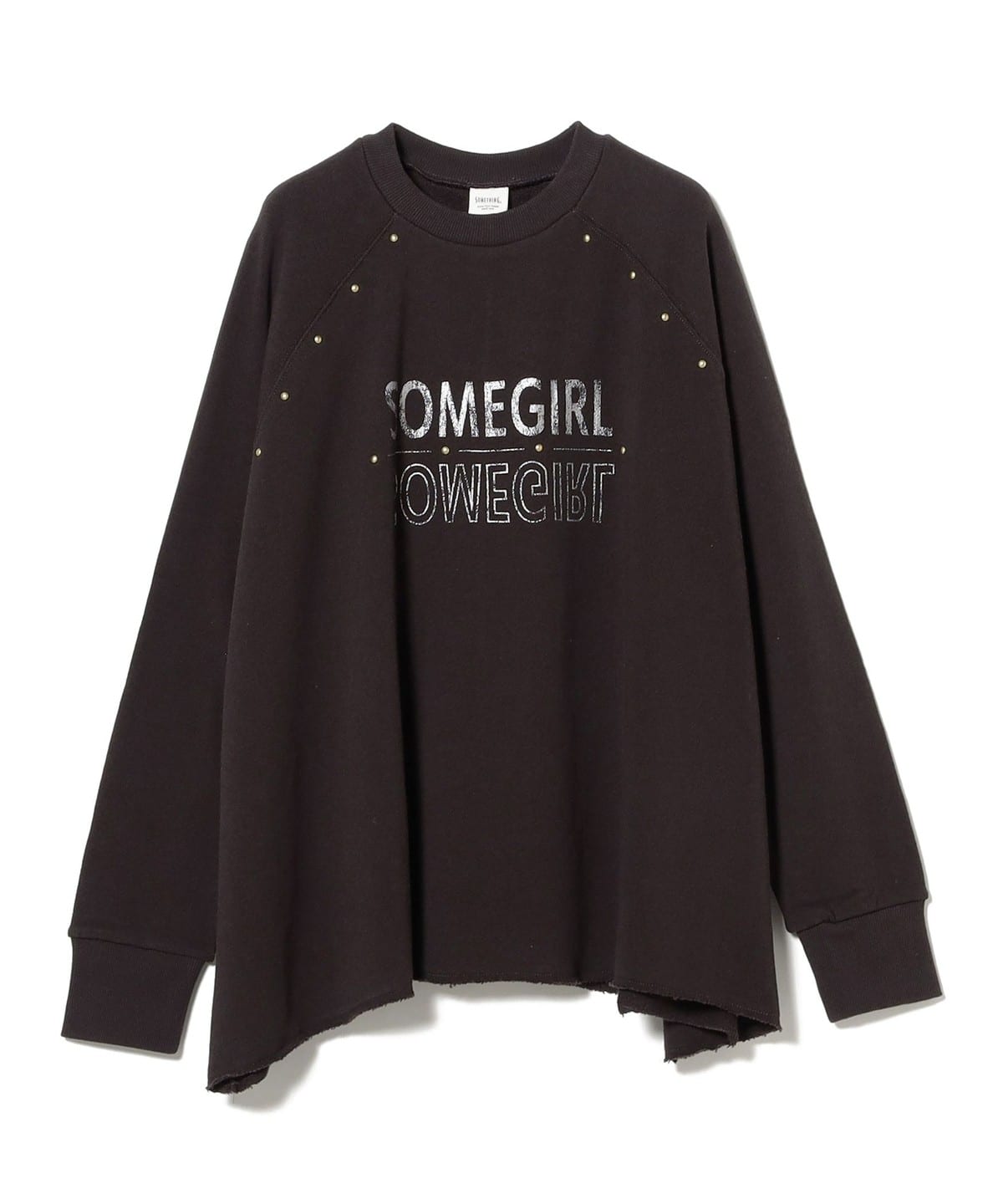 SOMETHING サムシング / スタッズ フレア ロゴ スウェット トップス WOMEN CHARCOAL. GREY ONE SIZE SOMETHING サムシング / スタッズ フレア ロゴ スウェット トップス WOMEN CHARCOAL. GREY ONE SIZE