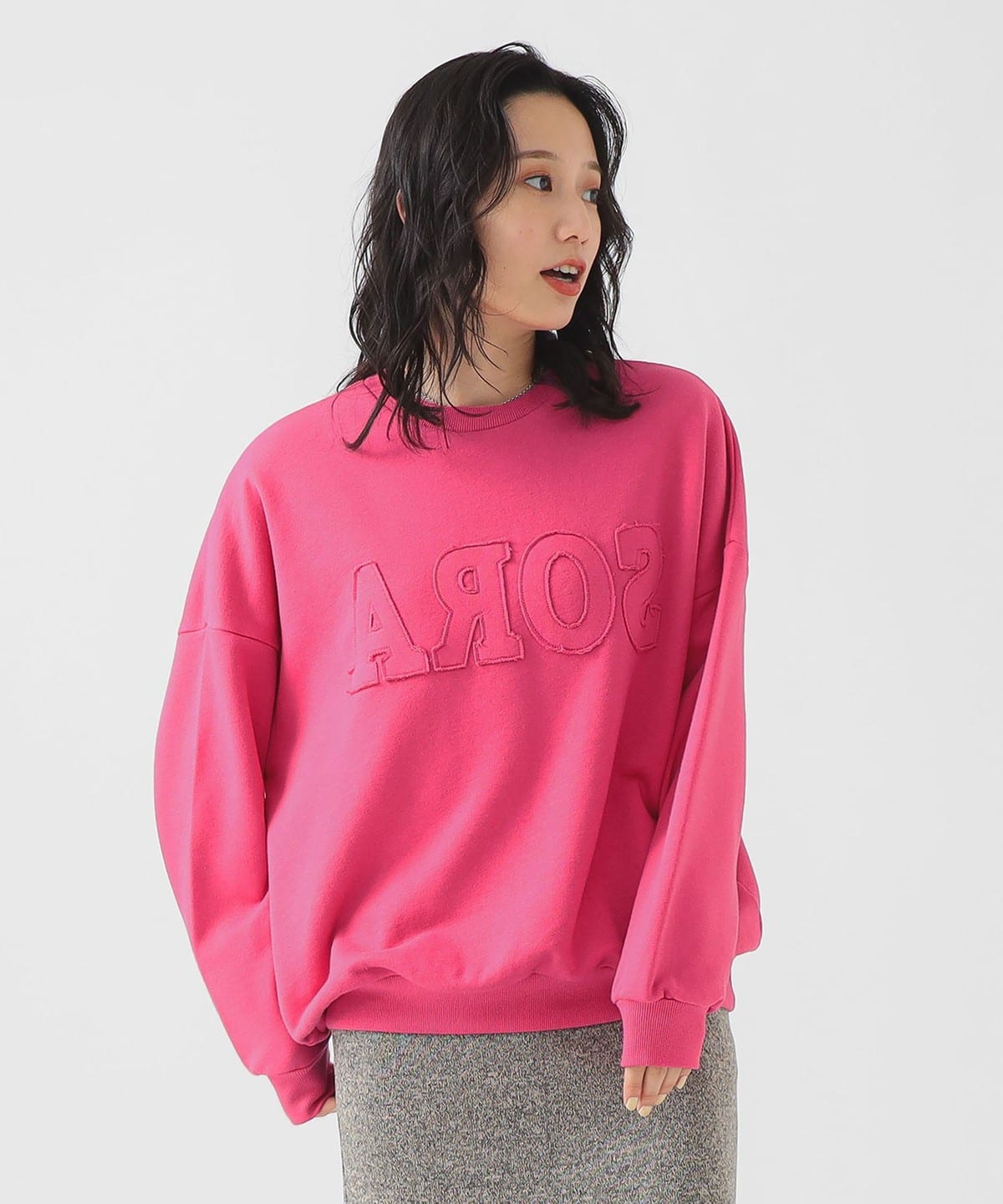 パッチワーク ロゴ スウェット トップス WOMEN PINK ONE SIZE パッチワーク ロゴ スウェット トップス WOMEN PINK ONE SIZE