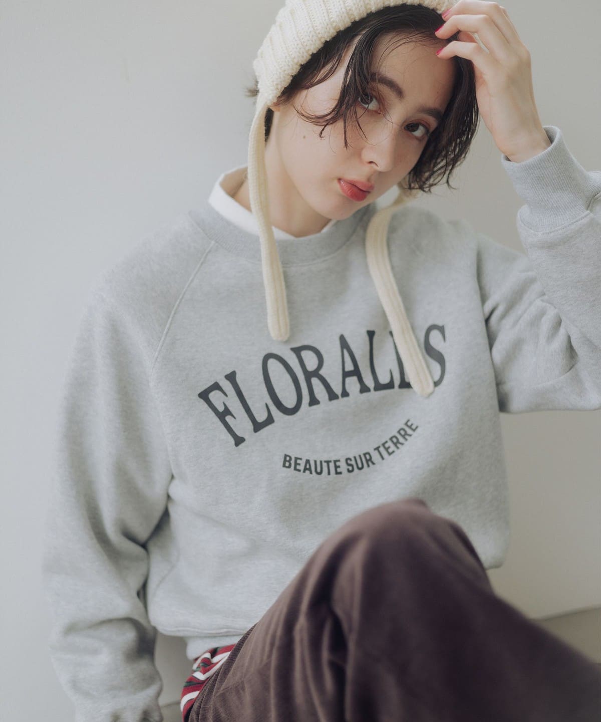 裏起毛 ロゴ プルオーバー トップス WOMEN TOP GREY ONE SIZE 裏起毛 ロゴ プルオーバー トップス WOMEN TOP GREY ONE SIZE