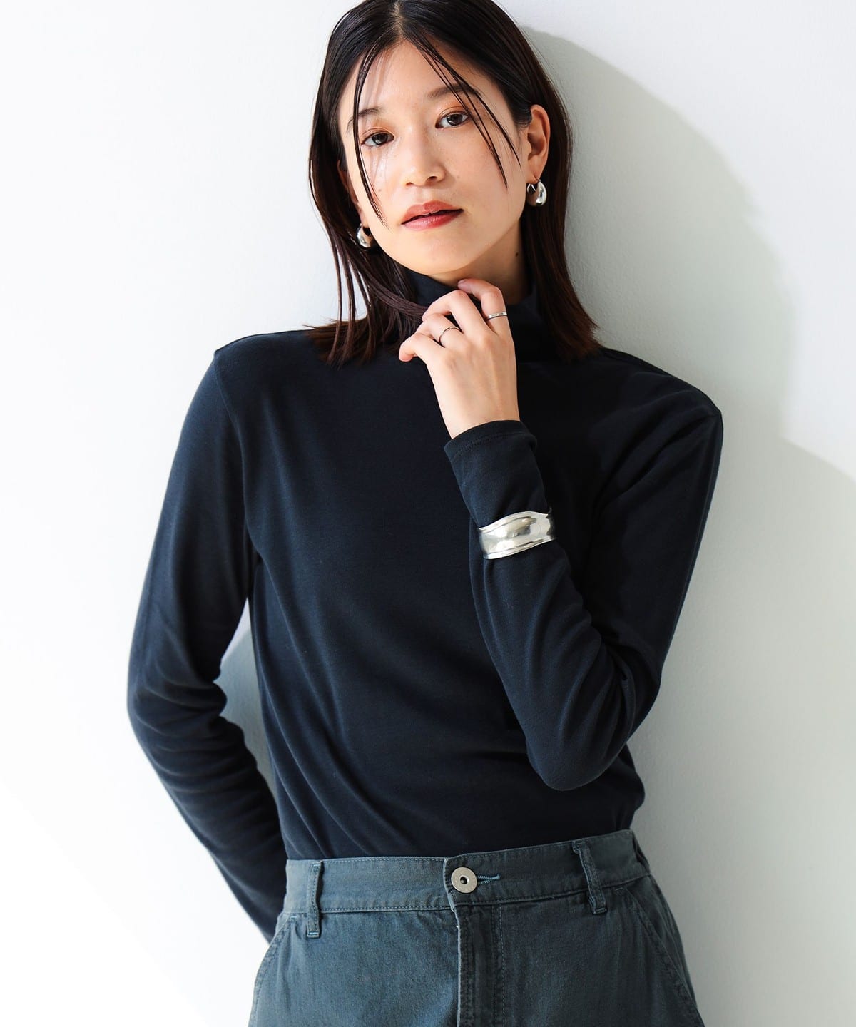 スムース ボトルネック カットソー Tシャツ・カットソー WOMEN BLACK ONE SIZE スムース ボトルネック カットソー Tシャツ・カットソー WOMEN BLACK ONE SIZE