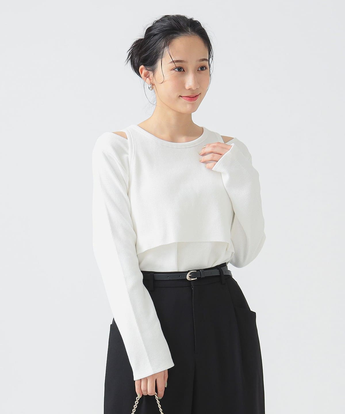 レイヤード プルオーバー Tシャツ・カットソー WOMEN OFF WHITE ONE SIZE レイヤード プルオーバー Tシャツ・カットソー WOMEN OFF WHITE ONE SIZE