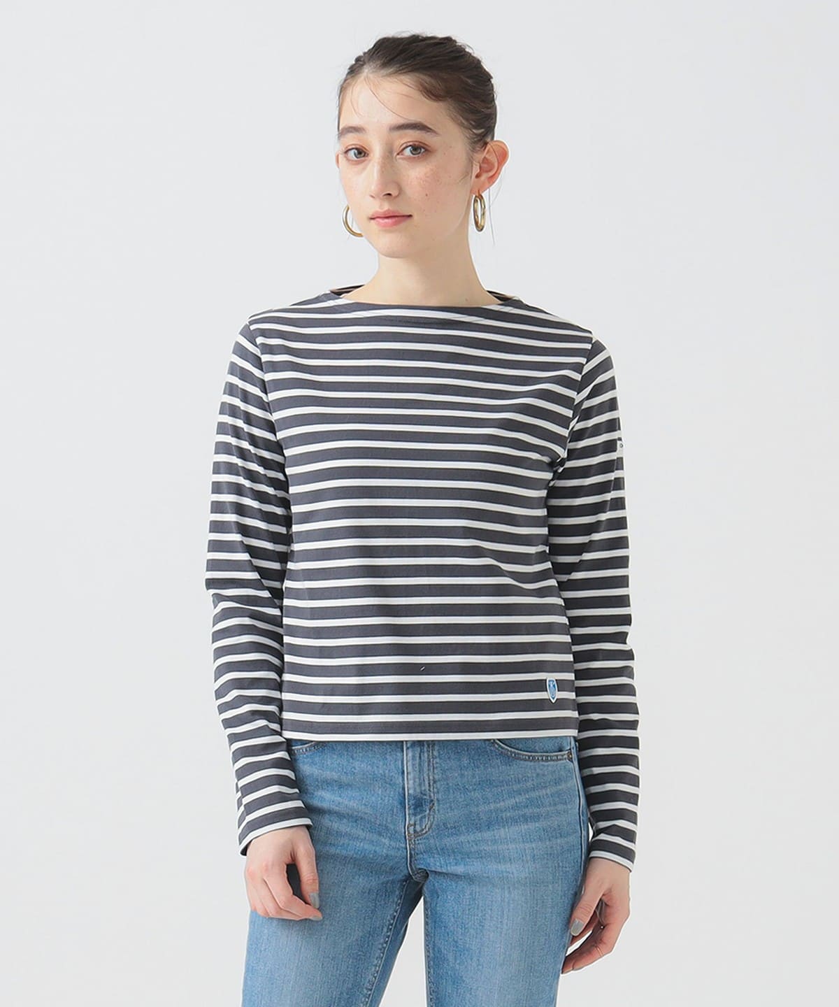 ORCIVAL オーシバル / Cotton Jersey Boat Neck Short Pullover Tシャツ・カットソー WOMEN CHARCOAL/WHITE 2 ORCIVAL オーシバル / Cotton Jersey Boat Neck Short Pullover Tシャツ・カットソー WOMEN CHARCOAL/WHITE 2