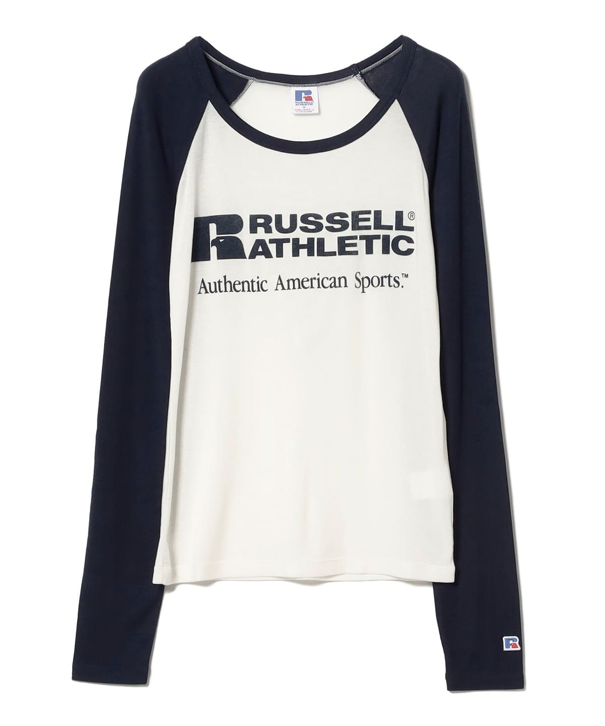 【11/13値下げ】RUSSELL ATHLETIC ラッセルアスレチック / ラグラン ロング スリーブ Tシャツ Tシャツ・カットソー WOMEN WHITE/NAVY M
