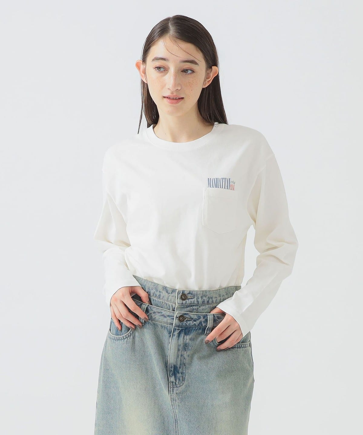Manhattan Portage マンハッタンポーテージ / ロングスリーブ プリント Tシャツ Tシャツ・カットソー WOMEN WHITE ONE SIZE Manhattan Portage マンハッタンポーテージ / ロングスリーブ プリント Tシャツ Tシャツ・カットソー WOMEN WHITE ONE SIZE