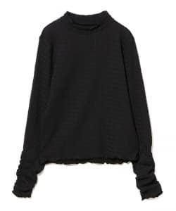 カット ジャカード ハイネック トップス
