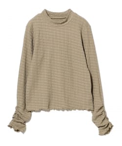 カット ジャカード ハイネック トップス