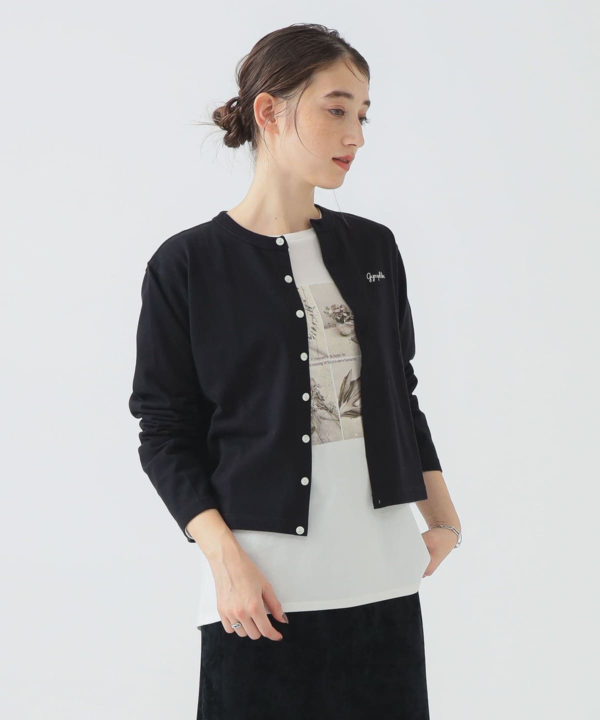 Gymphlex / コットン 長袖 ショート カーディガン トップス WOMEN BLACK 14 Gymphlex / コットン 長袖 ショート カーディガン トップス WOMEN BLACK 14