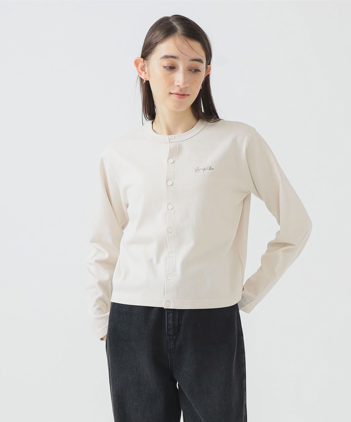 Gymphlex / コットン 長袖 ショート カーディガン トップス WOMEN GREIGE 14 Gymphlex / コットン 長袖 ショート カーディガン トップス WOMEN GREIGE 14