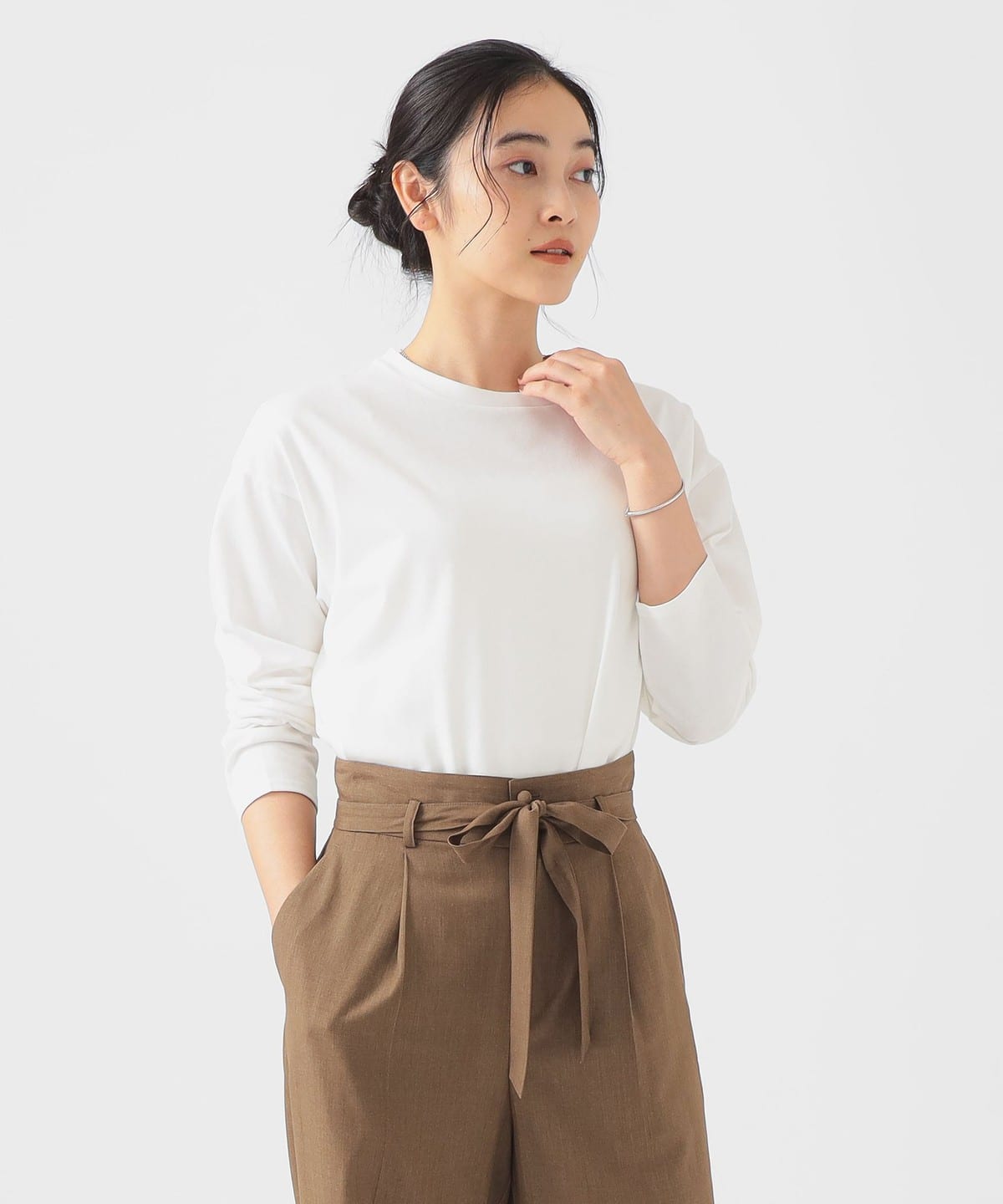 ベーシック ロング Tシャツ Tシャツ・カットソー WOMEN OFF WHITE ONE SIZE