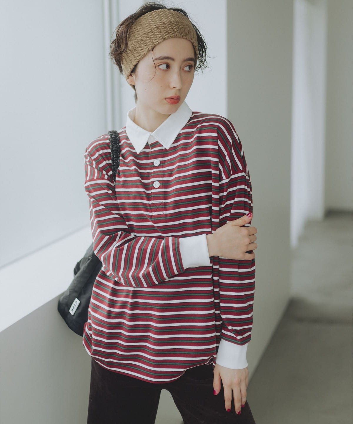 【10/30値下げ】ボーダー ラガー シャツ Tシャツ・カットソー WOMEN WINE ONE SIZE